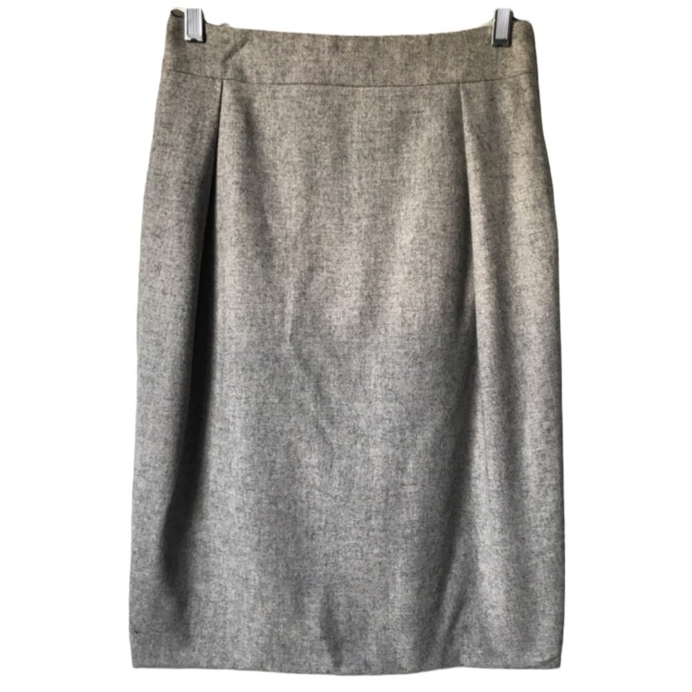 René Storck German Luxury Grey Wool Midi Pencil Skirt